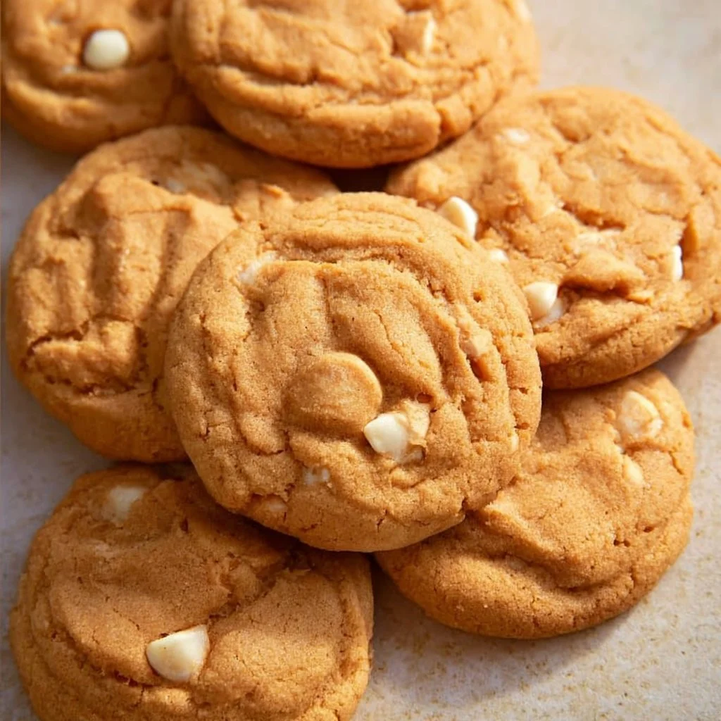 Delicious butterscotch pudding cookies stacked on a plate.