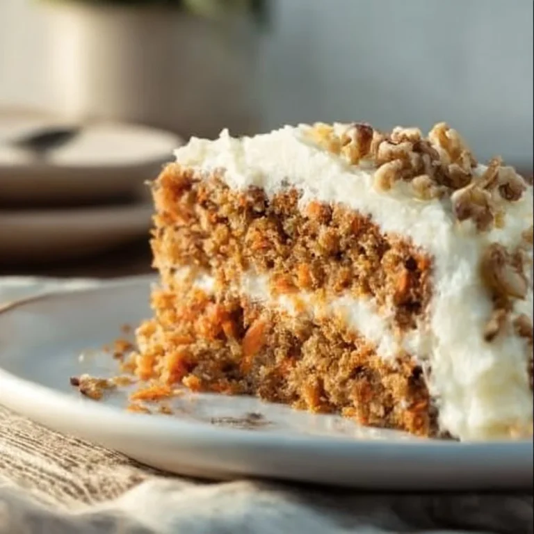 Delicious Cheesecake Factory Carrot Cake slice with cream cheese frosting