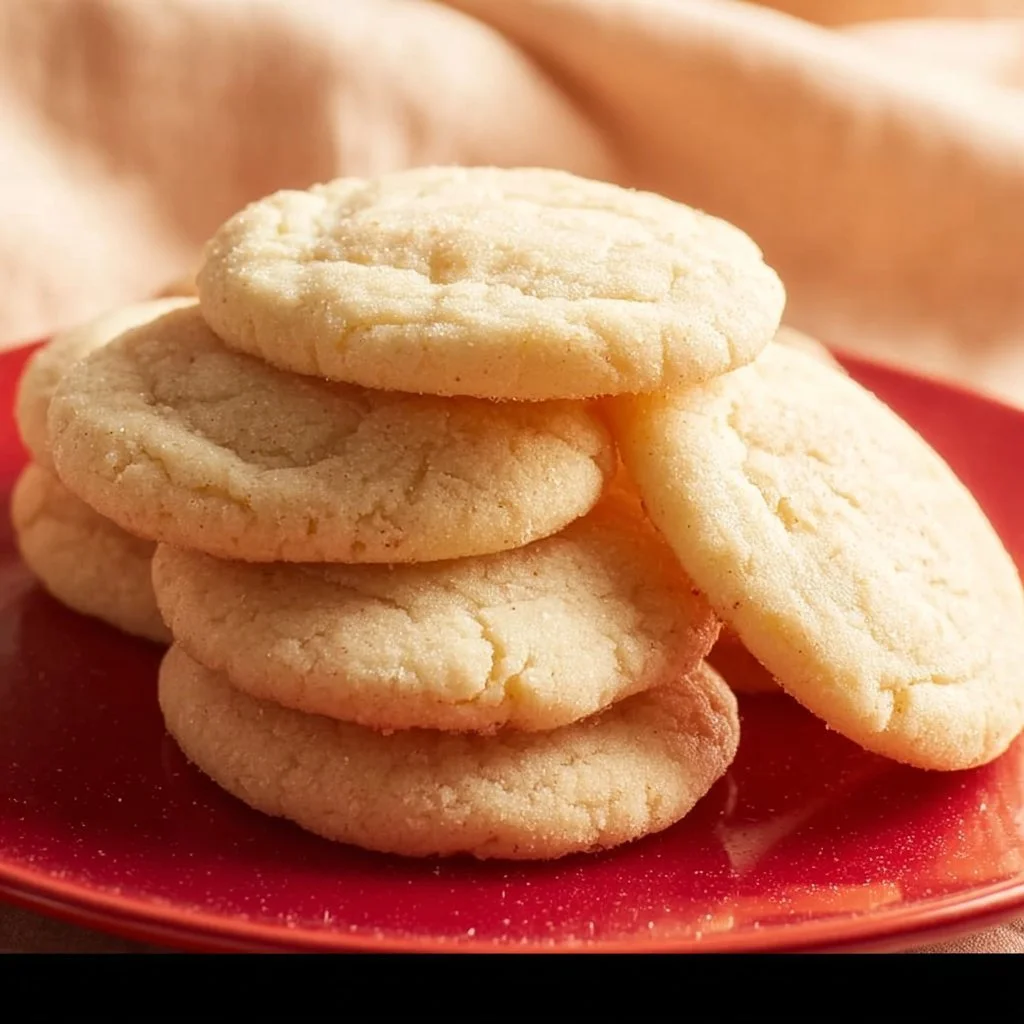 Freshly baked chewy sugar cookies on a cooling rack