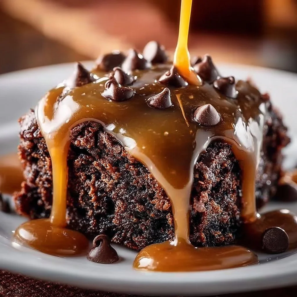 Delicious Chocolate Caramel Dump Cake fresh from the oven