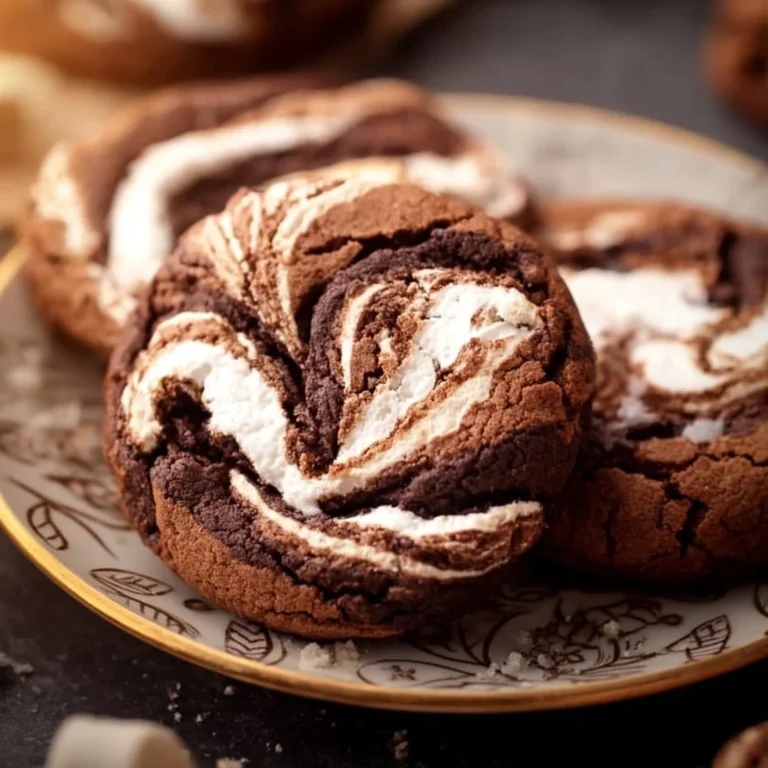 Delicious Chocolate Marshmallow Cookies topped with fluffy marshmallows and rich chocolate.