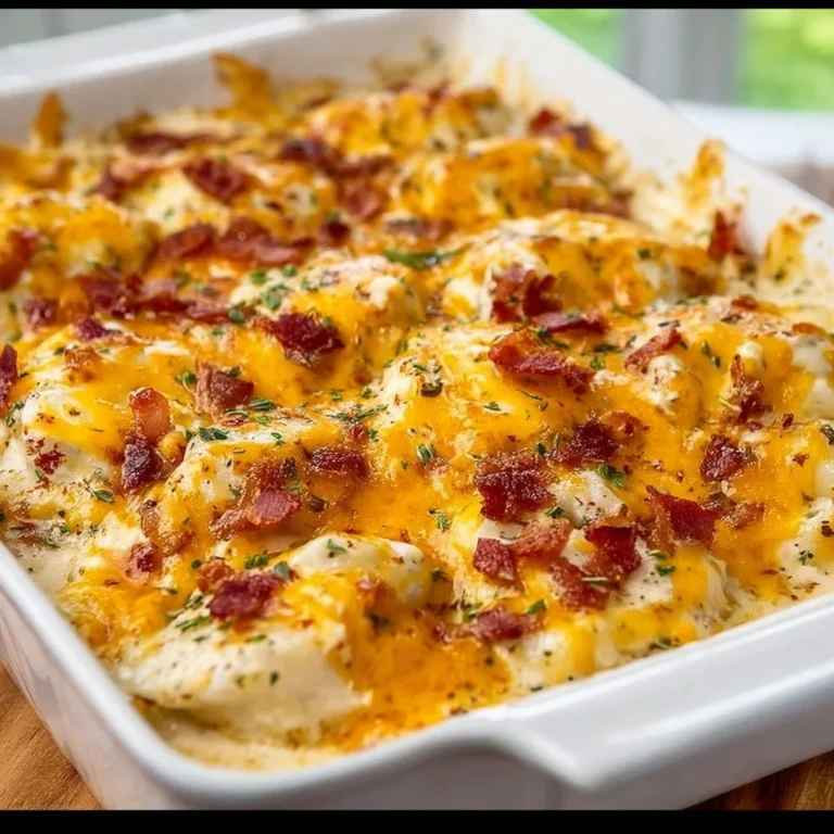 Delicious Crack Chicken Pierogi Casserole baked to perfection with creamy filling.