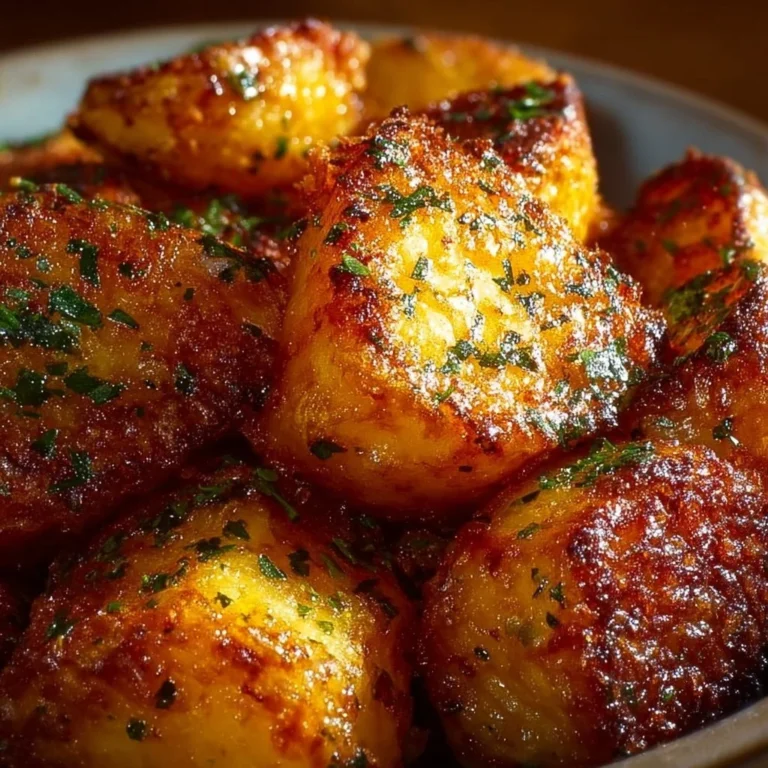Golden crispy Parmesan potatoes served as a side dish.