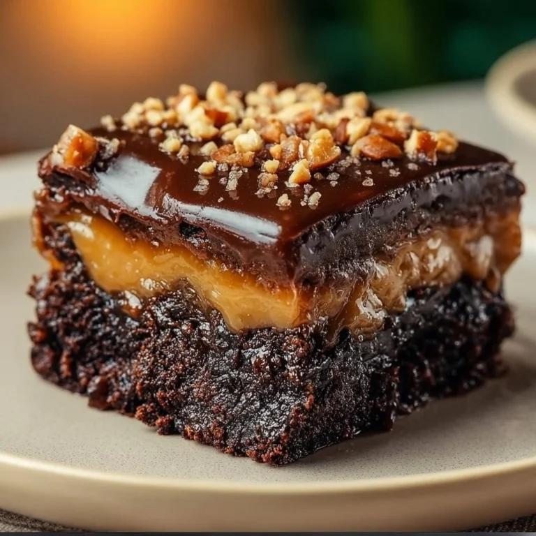 Decadent chocolate caramel dump cake served on a plate