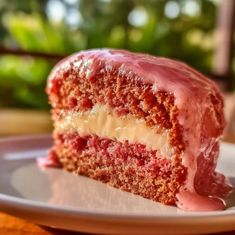 Delicious strawberry honeybun cake with creamy icing on top