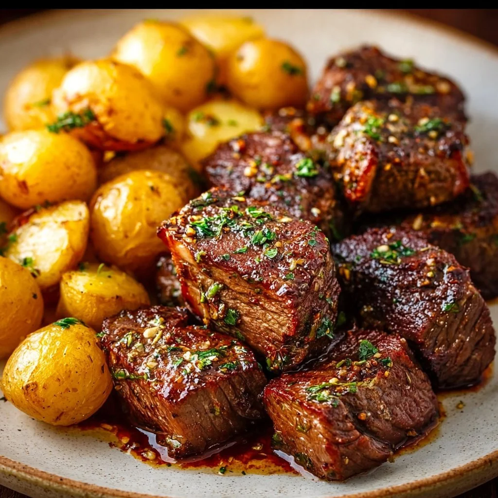 Garlic Steak Bites and Potatoes