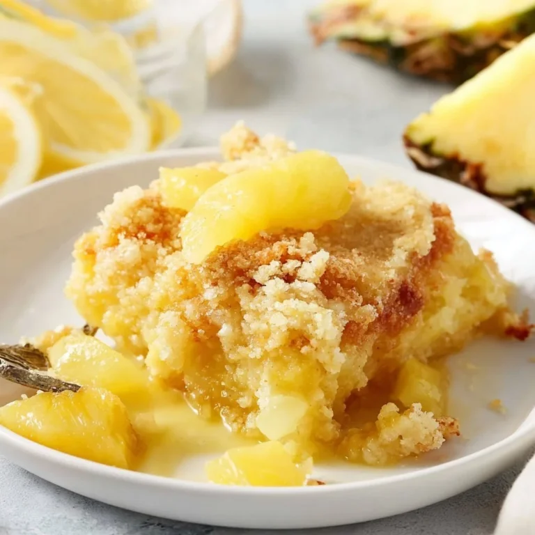 Delicious Lemon Pineapple Dump Cake dessert on a plate