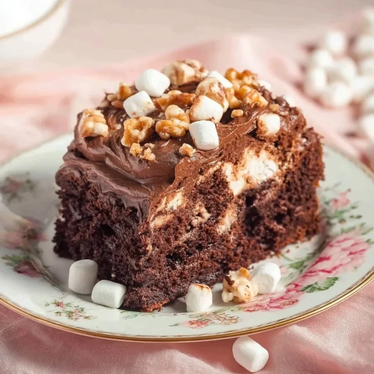 Delicious slice of Mississippi Mud Cake topped with chocolate and nuts