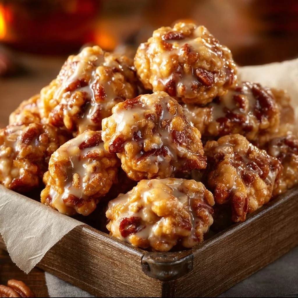Delicious Pecan Crunch Glazed Bites, perfect for a sweet snack.