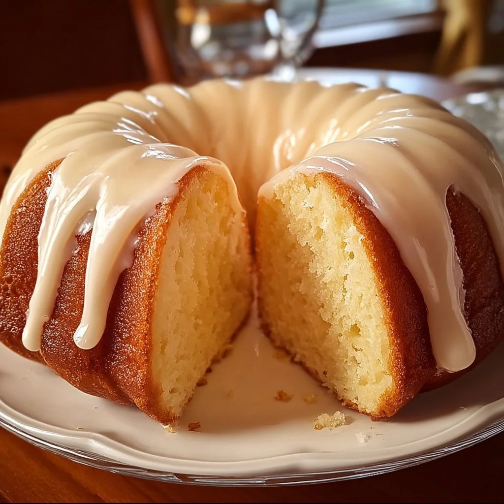 A delicious slice of Slap Your Mama Pound Cake on a decorative plate