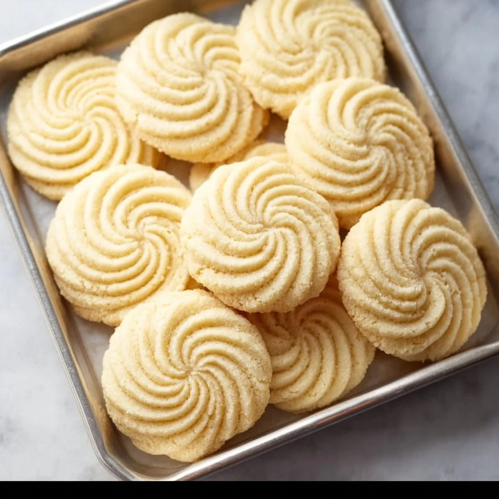 Soft and delicious butter cookies on a white plate