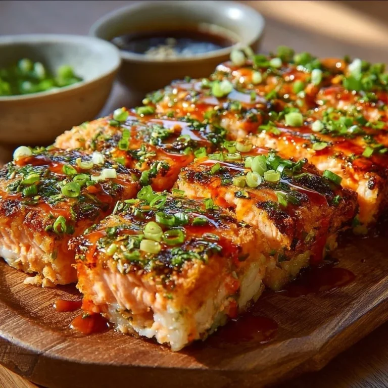 Spicy Salmon Sushi Bake served in a dish with garnishes.