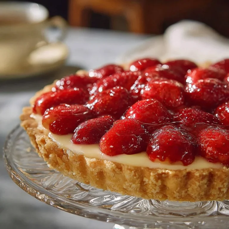 Delicious homemade Strawberry Gelatin Pie served on a plate