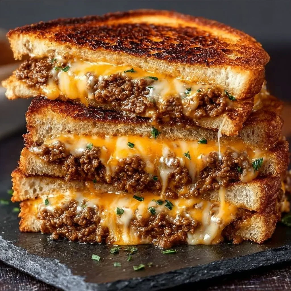 Delicious Ultimate Cheesy Ground Beef Melt with melted cheese and ground beef