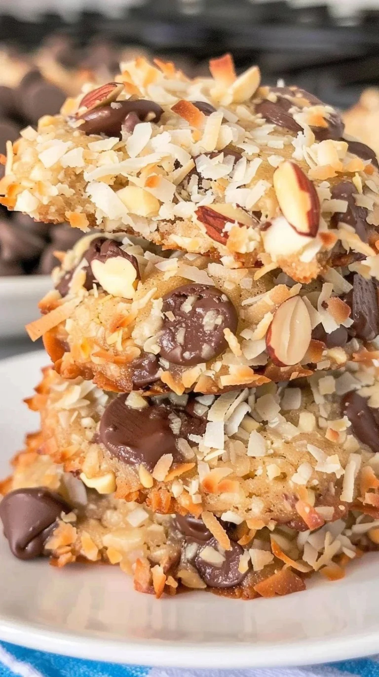 Delicious homemade Almond Joy Cookies with chocolate, coconut, and almonds