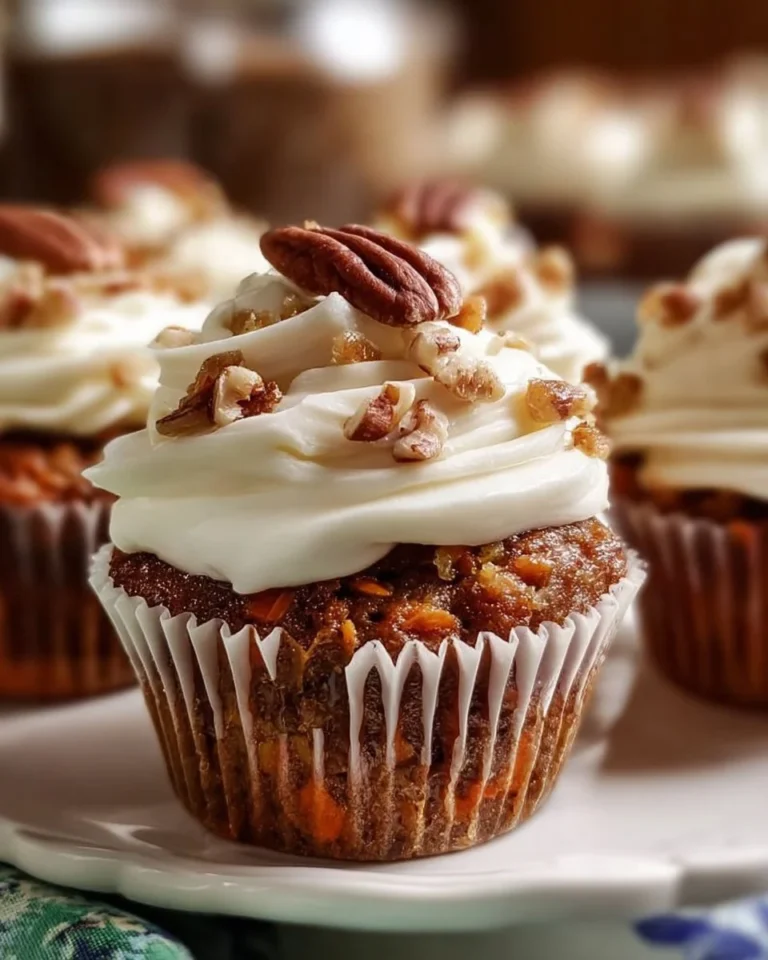 Delicious carrot pineapple cupcakes with cream cheese frosting on a plate