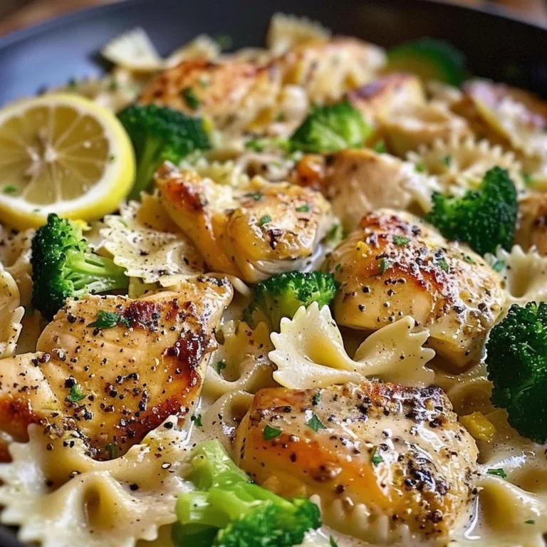 Delicious creamy cowboy butter lemon bowtie chicken served on a plate