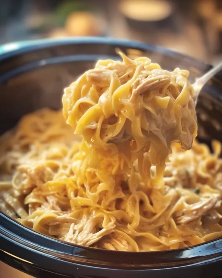 Delicious Crockpot Chicken and Noodles recipe for easy meal preparation.