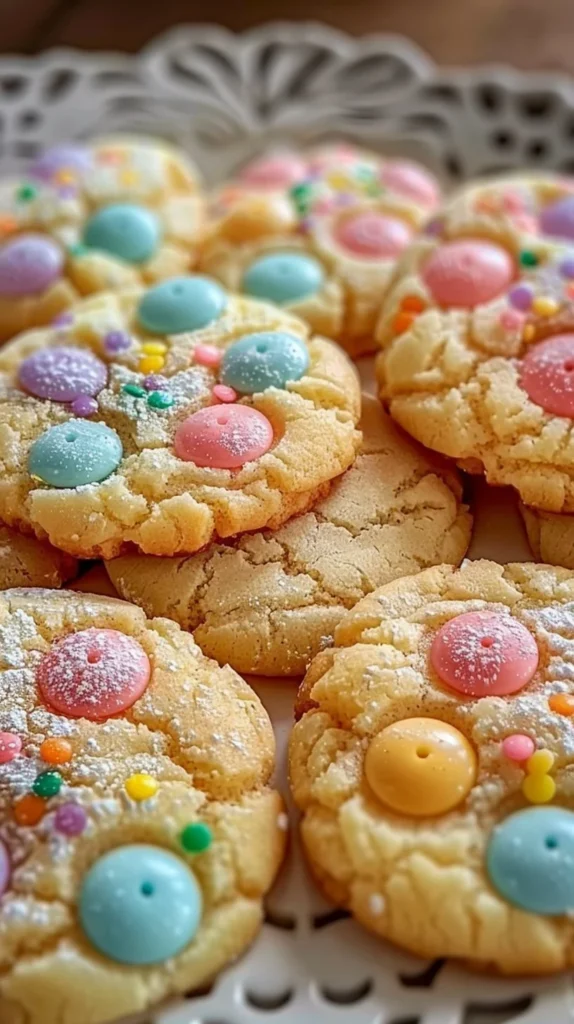 Easter Bunny Cookies shaped like buttons for a festive celebration