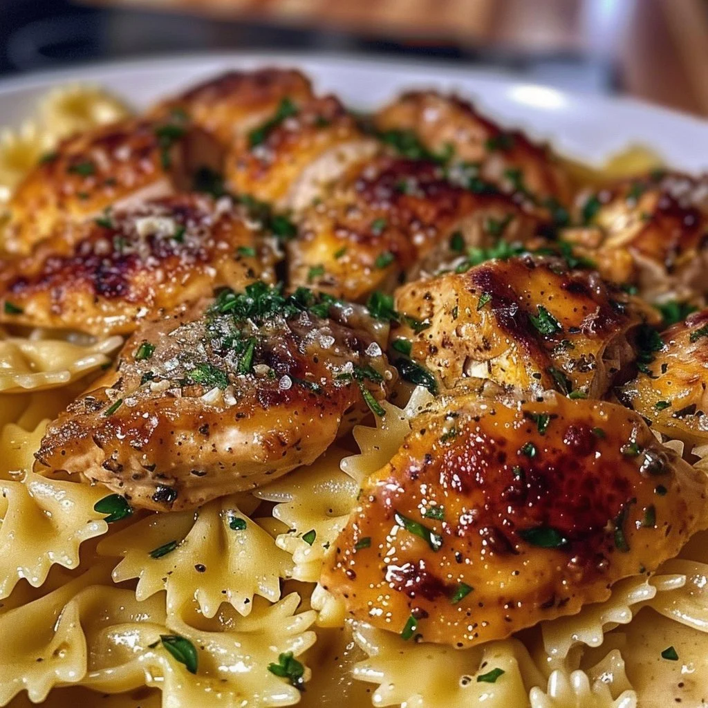 Garlic Butter Chicken and Bowtie Pasta
