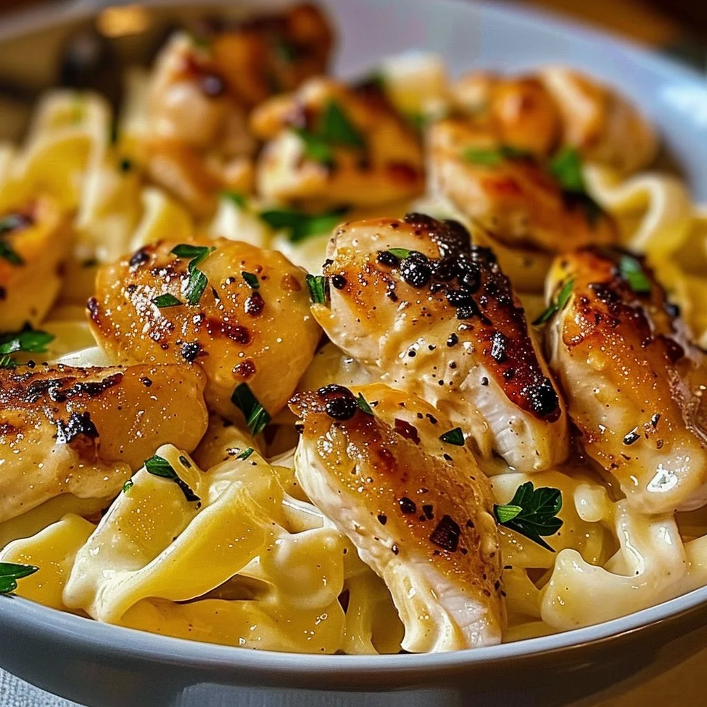 Garlic Butter Chicken Bites with Creamy Parmesan Pasta