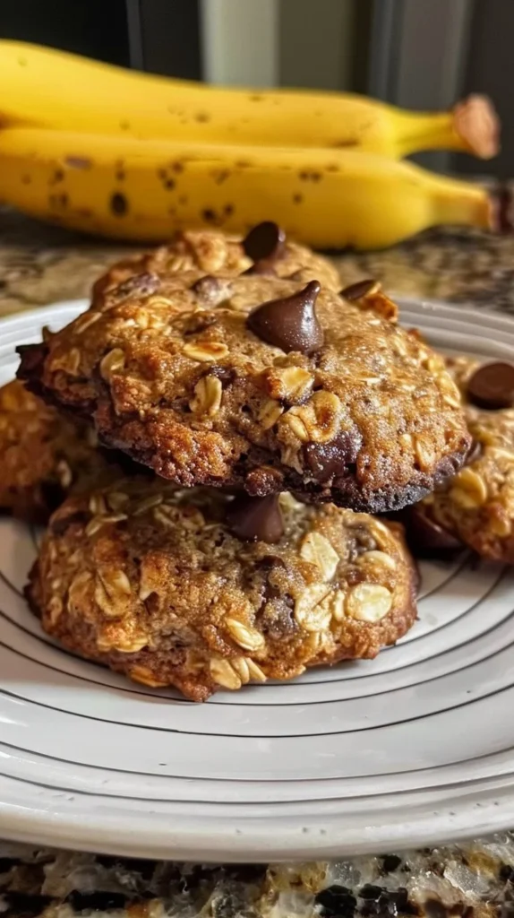 Freshly baked soft banana bread cookies on a cooling rack