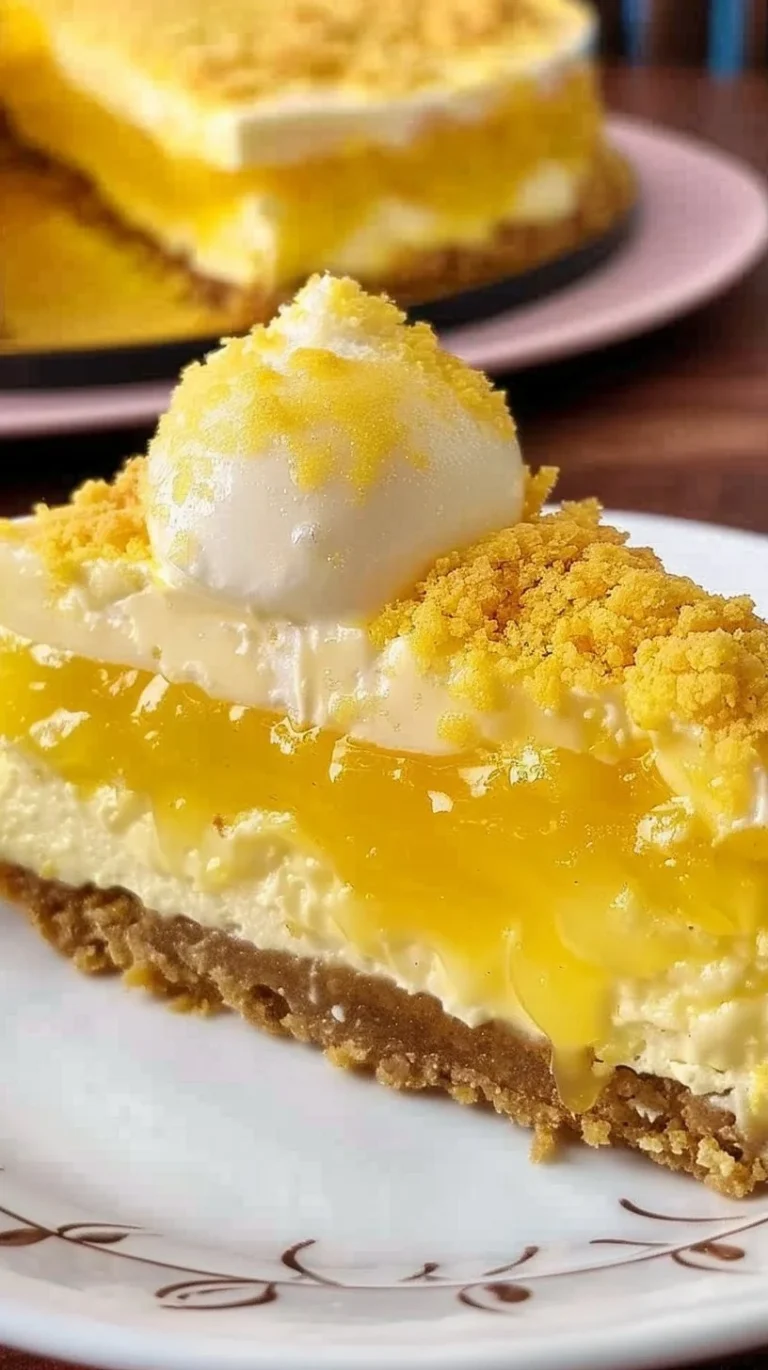 Delicious lemon curd cheesecake topped with lemon slices.