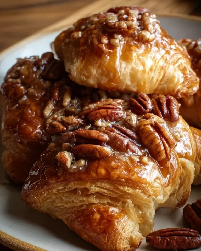 Maple Pecan Sticky Croissant Bake with nuts and syrup topping