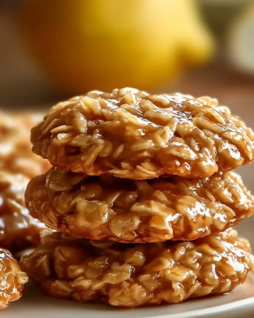 No-Bake Lemon Oat Cookies on a plate with ingredients