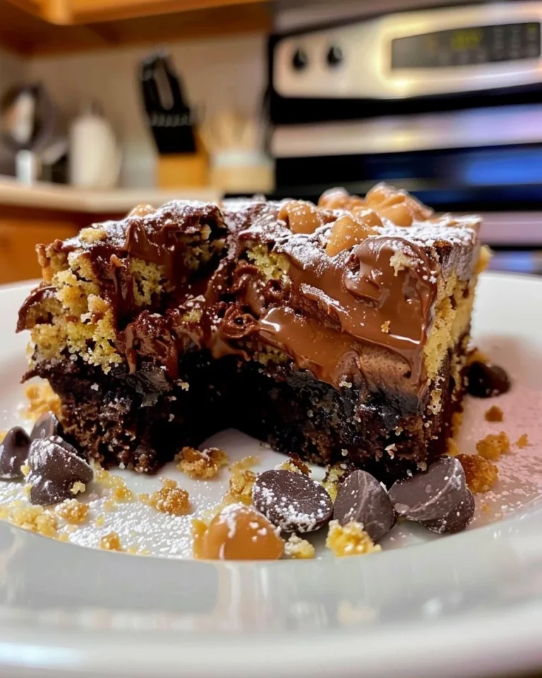 Delicious Peanut Butter Cup Dump Cake ready to serve