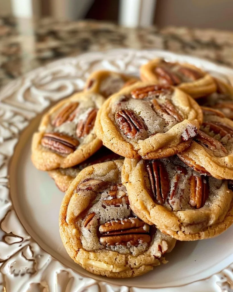 Delicious pecan cookies with a crunchy texture and sweet flavor.