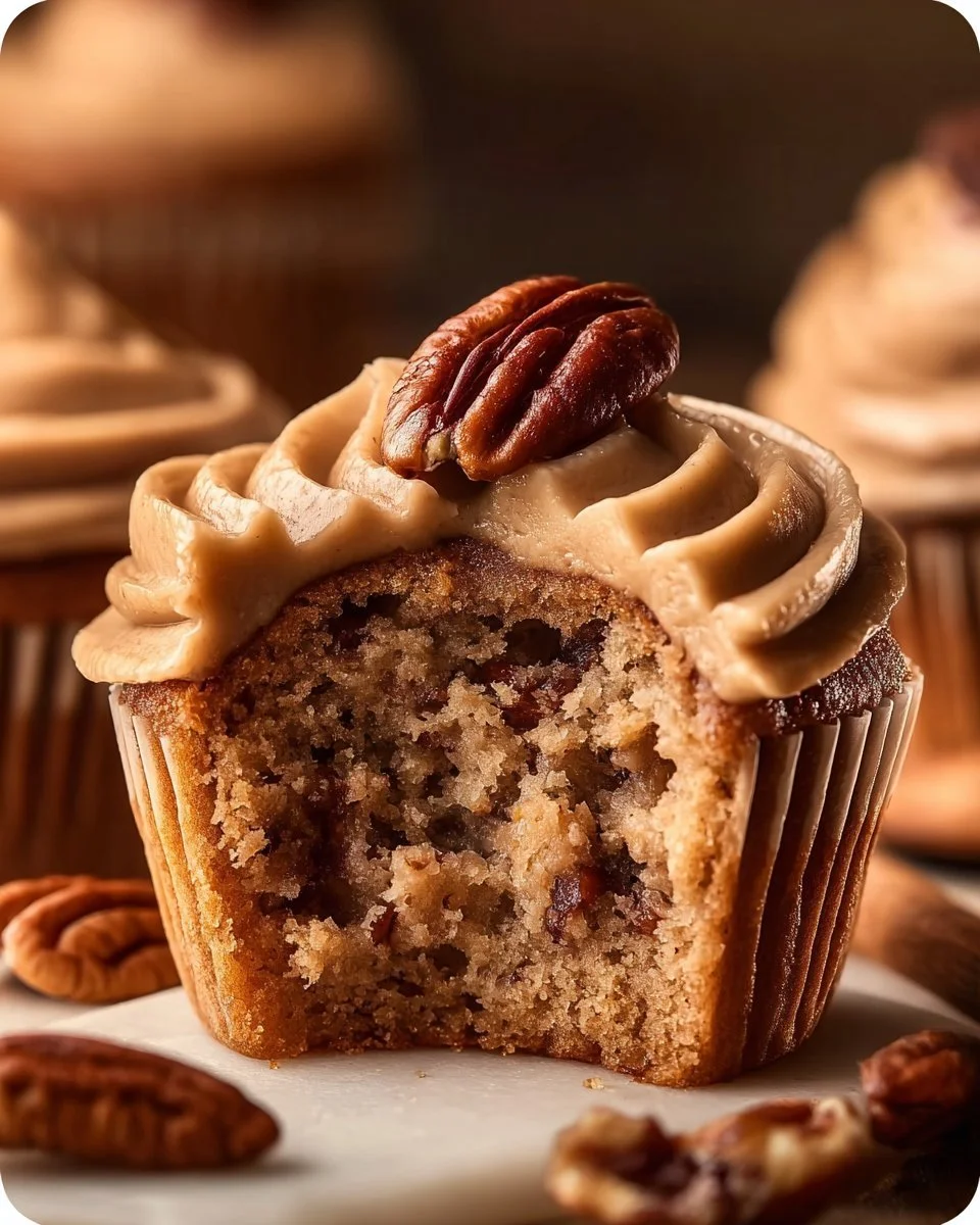 Pecan Pie Cupcakes with Brown Sugar Frosting