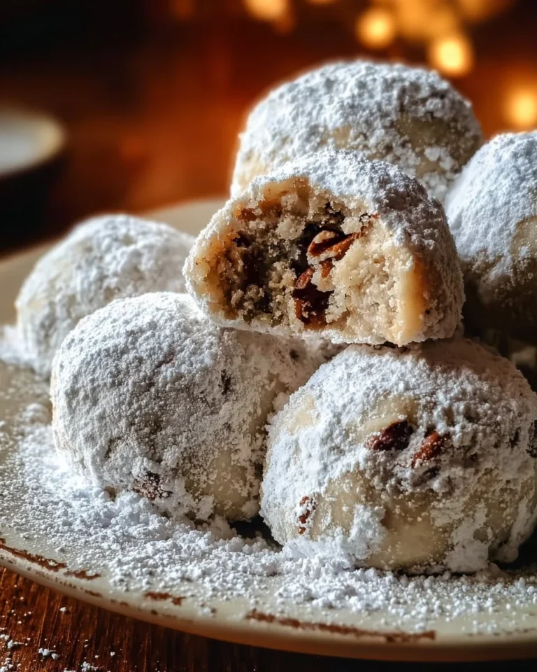 Delicious Pecan Snowball Cookies dusted with powdered sugar