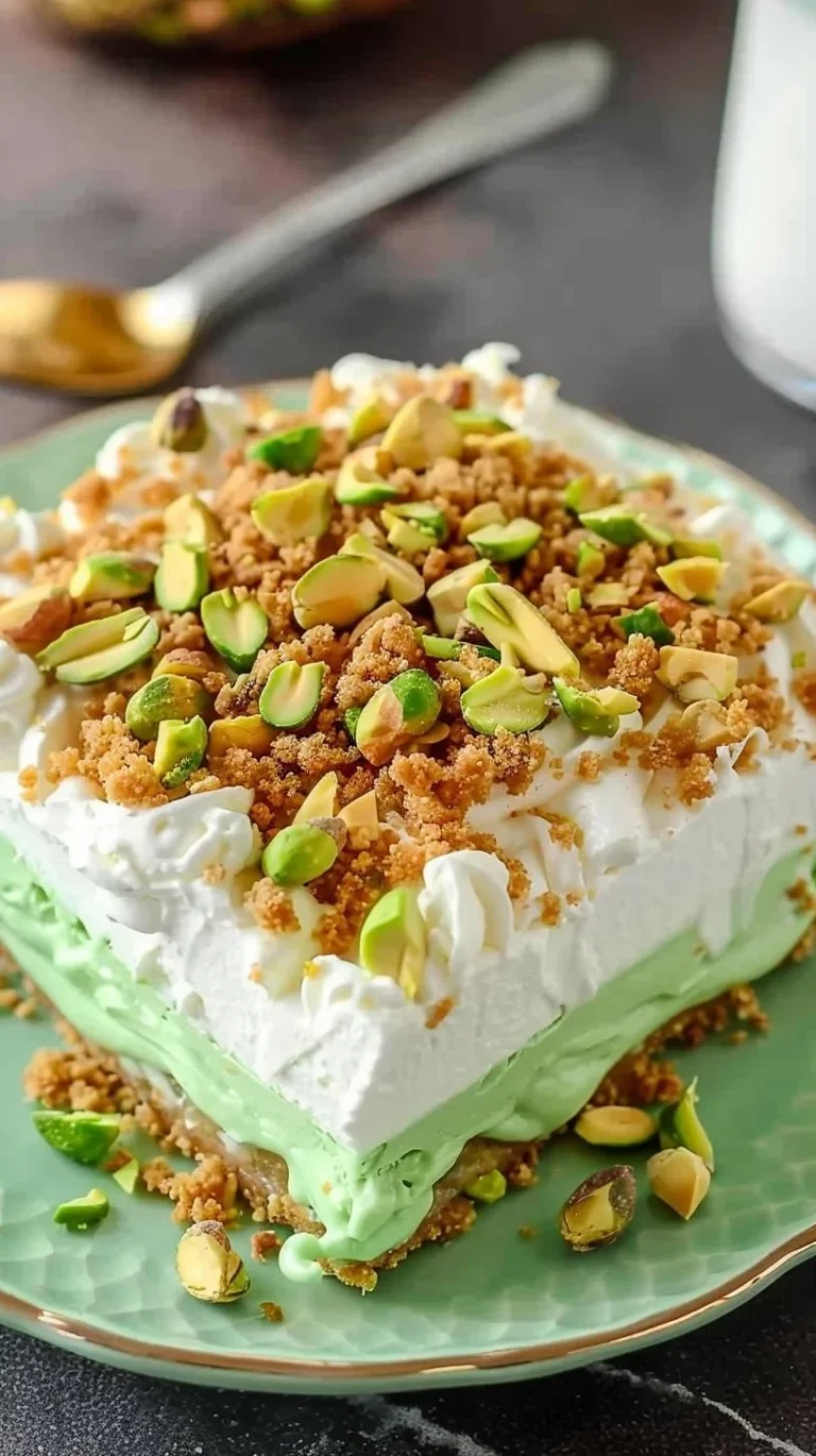 Creamy pistachio pudding dessert in a bowl garnished with nuts