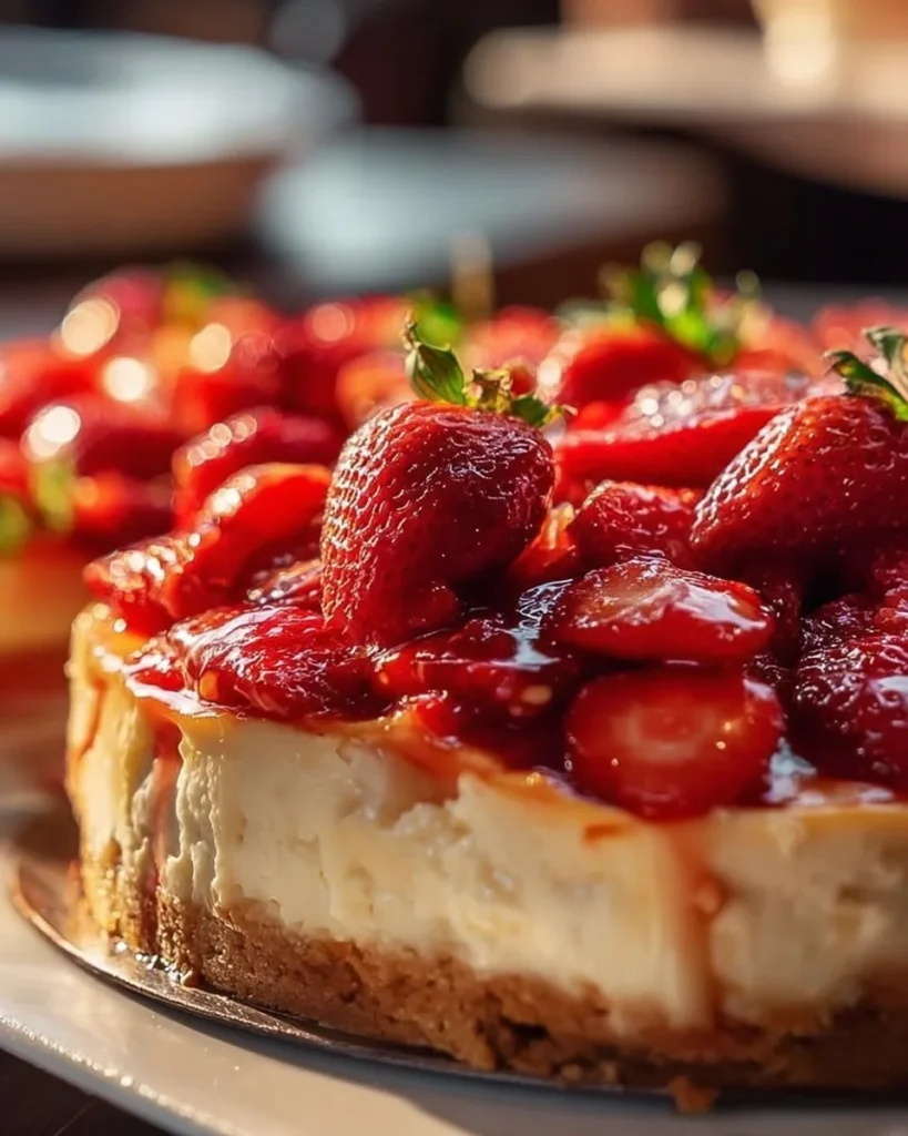 Delicious strawberry cream cheese dump cake fresh from the oven