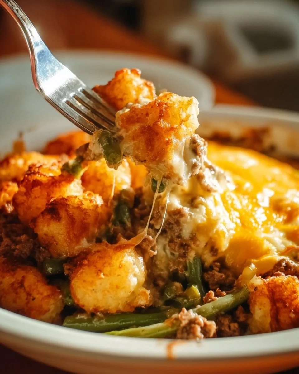 Tater Tot Hamburger Green Bean Casserole