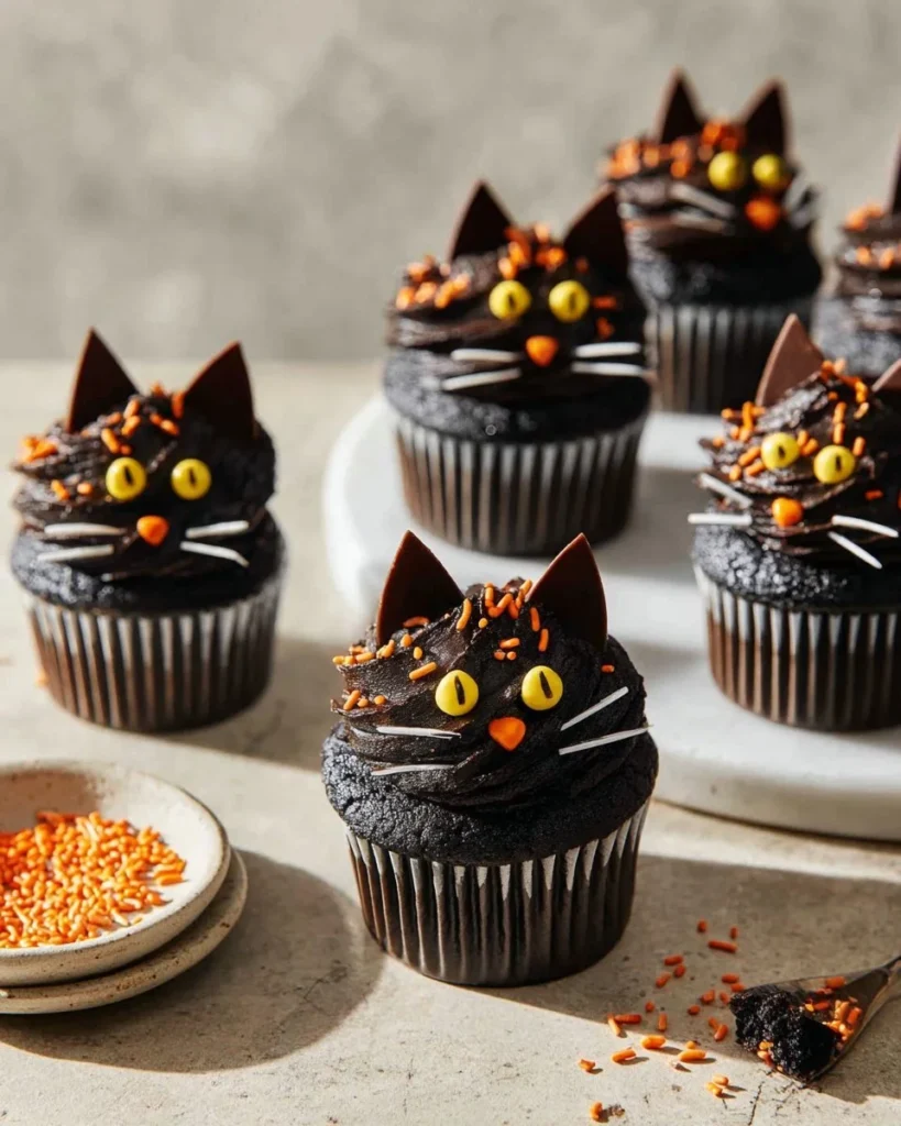 Delicious Black Velvet Cupcakes topped with creamy frosting