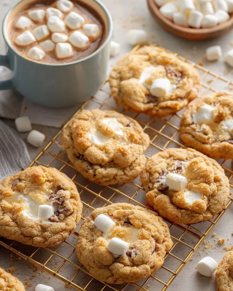 Brown butter rice cereal marshmallow cookies on a baking sheet