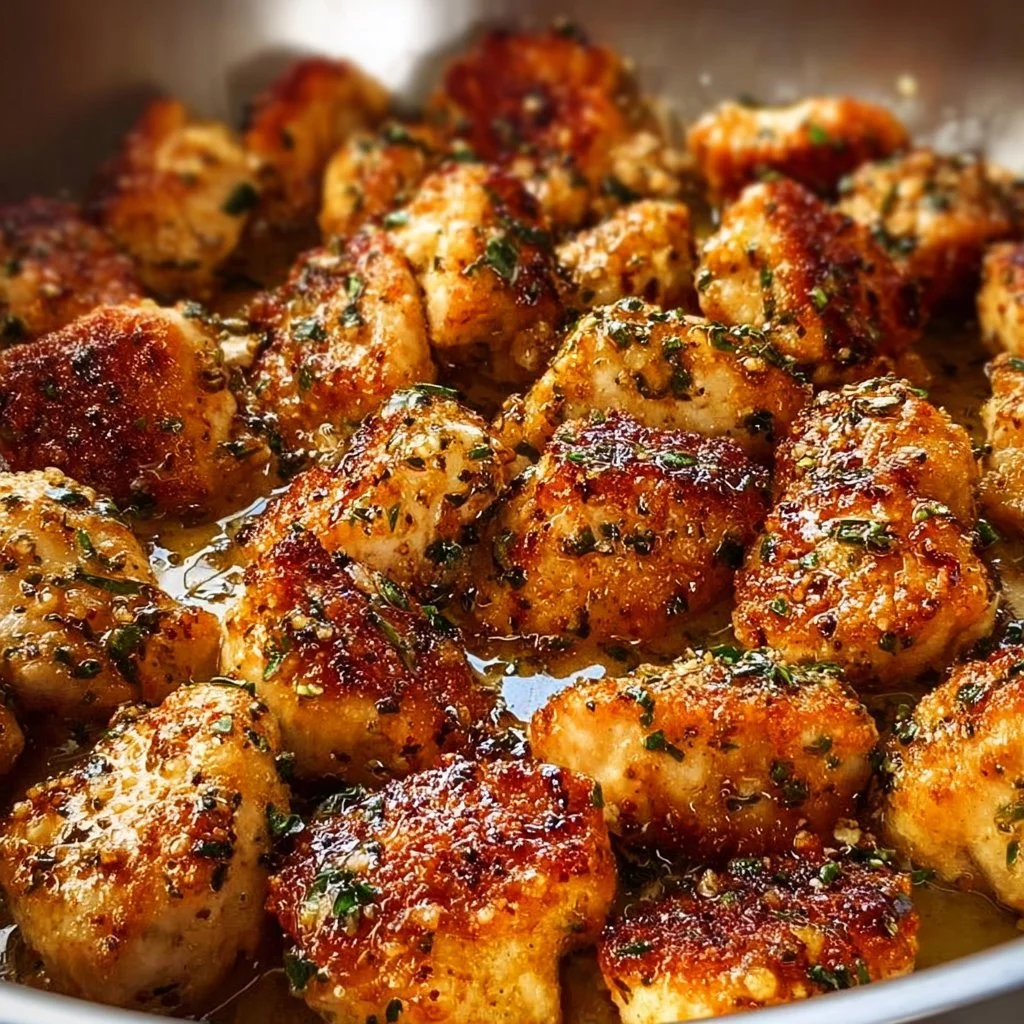 Chicken bites in garlic butter, a delicious appetizer or snack