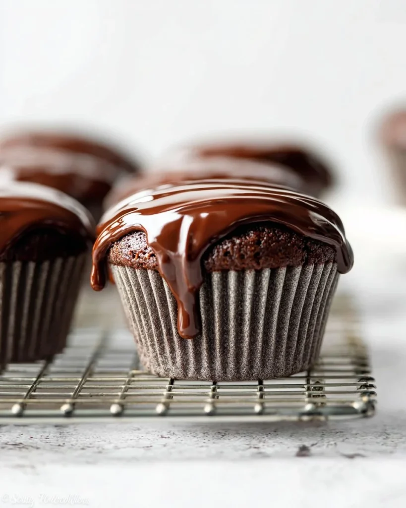 Delicious chocolate ganache poured over dessert