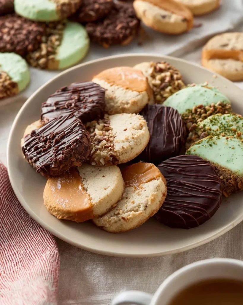 Delicious cookies topped with chocolate, nuts, and sprinkles