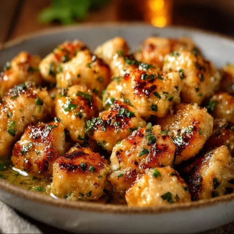 Delicious Garlic Butter Chicken Bites served on a plate