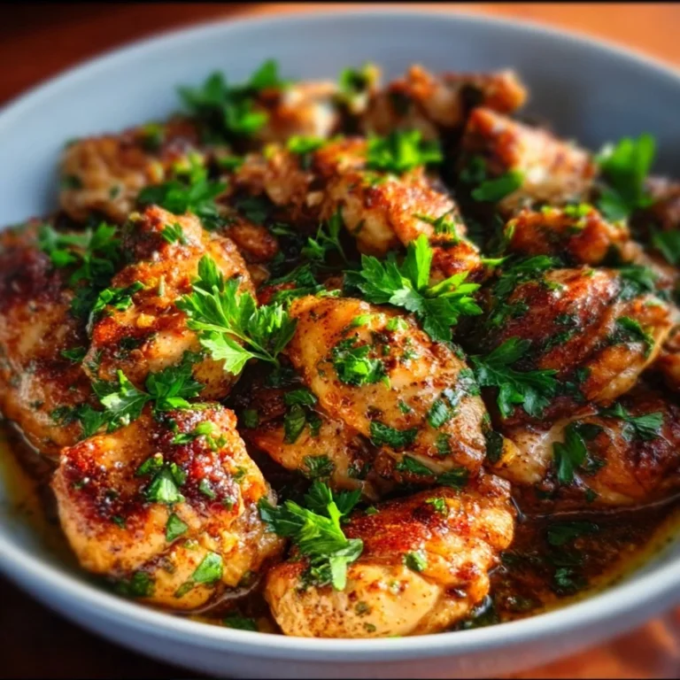 Garlic Butter Chicken served with herbs and sides on a plate