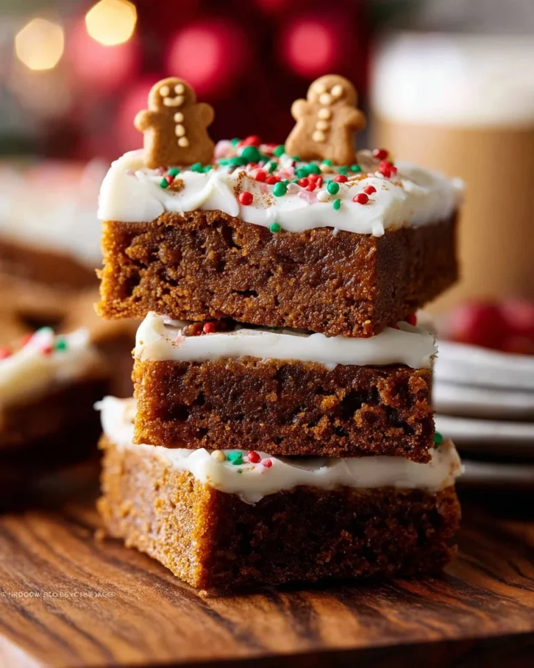 Delicious gingerbread cookie bars with spiced cream cheese frosting