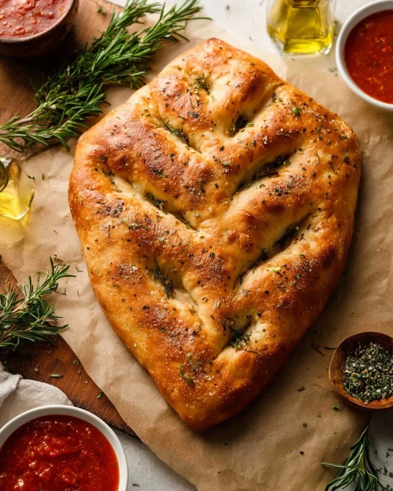 Homemade fougasse bread fresh out of the oven.