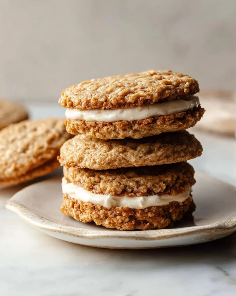 Delicious homemade oatmeal cream pies with creamy filling and chewy texture.