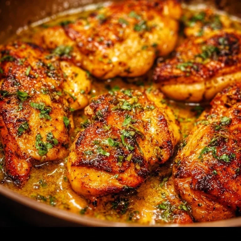 Delicious garlic butter chicken served with herbs and spices.