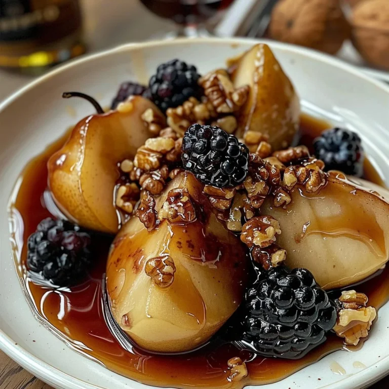 Baked pears with honey and walnuts served on a plate