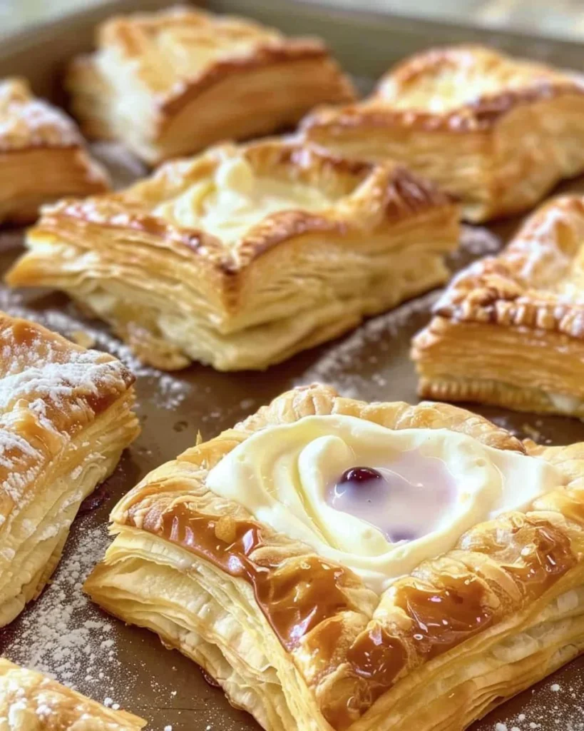 Freshly baked Cream Cheese Danishes topped with icing