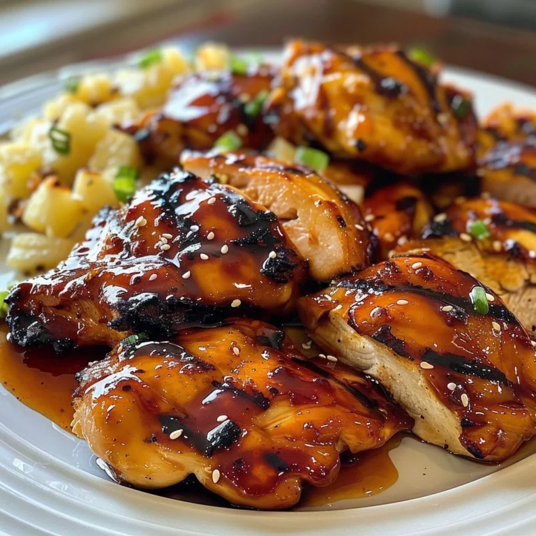 Delicious sweet grilled teriyaki chicken on a plate
